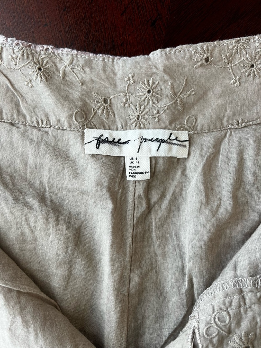 Free People’s Patchwork wide-leg boho pants, Sweet & Salty, Size 8 - Picture 5 of 11